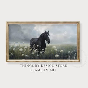 Serene Horse Painting for Frame TV Art | Rustic Western TV Art | Spring & Summer Frame TV Art