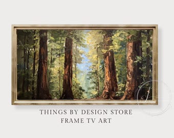 Vintage style Redwood National Park Frame TV Art | Nature-Inspired Spring TV Art | Summer Landscape Frame Tv Art
