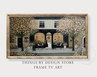 Spring Coffee Shop Frame TV Art | Blooming Florals Tv Art | Digital Download