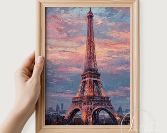 Paris Sunset over the Eiffel Tower Wall Art | Valentines Prints | Valentine Gifts | Valentines Wall Decor