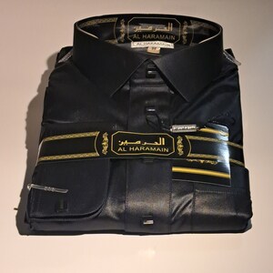 Mens Saudi Thobe Al-Haramain Black All sizes Thawb/Thoub/Qamees/Jubbah/kamiss