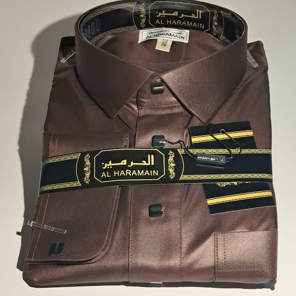 Mens Saudi Thobe Al-Haramain Brown All sizes Thawb/Thoub/Qamees/Jubbah/kamiss