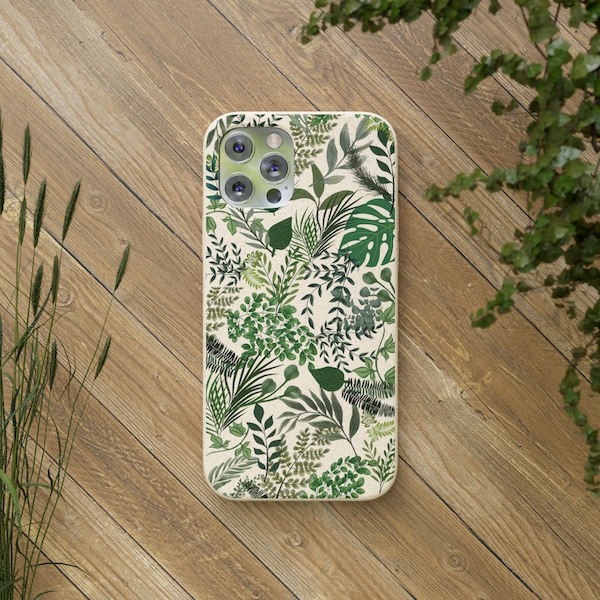 Green Leaves Biodegradable Phone Case | Earth Day, Environmental, Zero Waste, Sustainability Gift Case