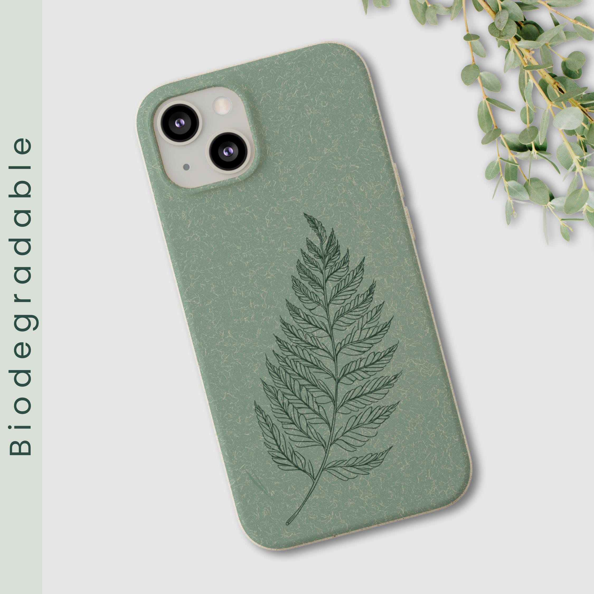 Eco Friendly Green Fern Leaf Phone Case, Leaves Mobile Case, Plant