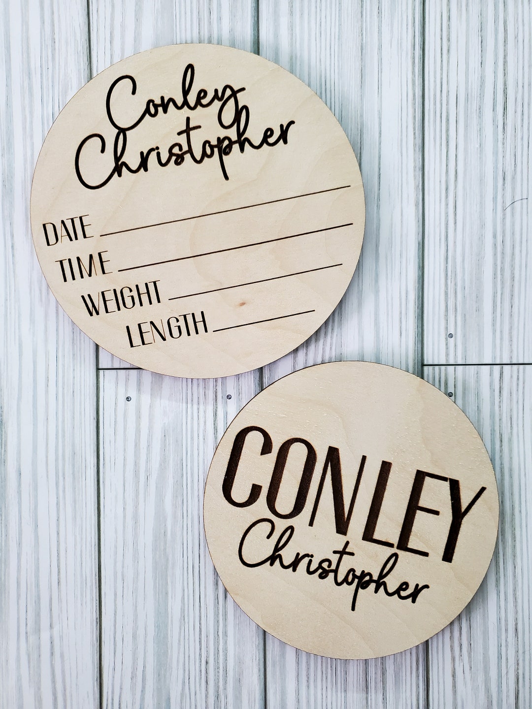 Baby Name Rounds Wood Engraved Baby Milestone Rounds, Baby Name Announcement, Hospital ...