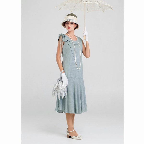 1920s linen dress, grey Great Gatsby party dress, 1920s linen high tea dress, grey Downton Abbey dress, Roaring 20s costume, 1920s daywear