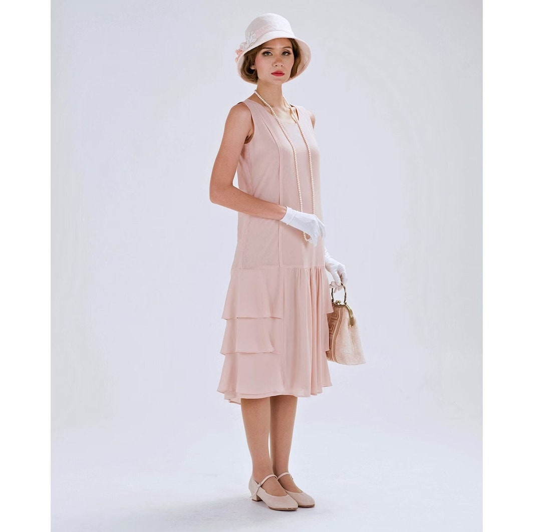 nude-1920s-chiffon-flapper-dress-with-tiered-skirt-great-gatsby-party