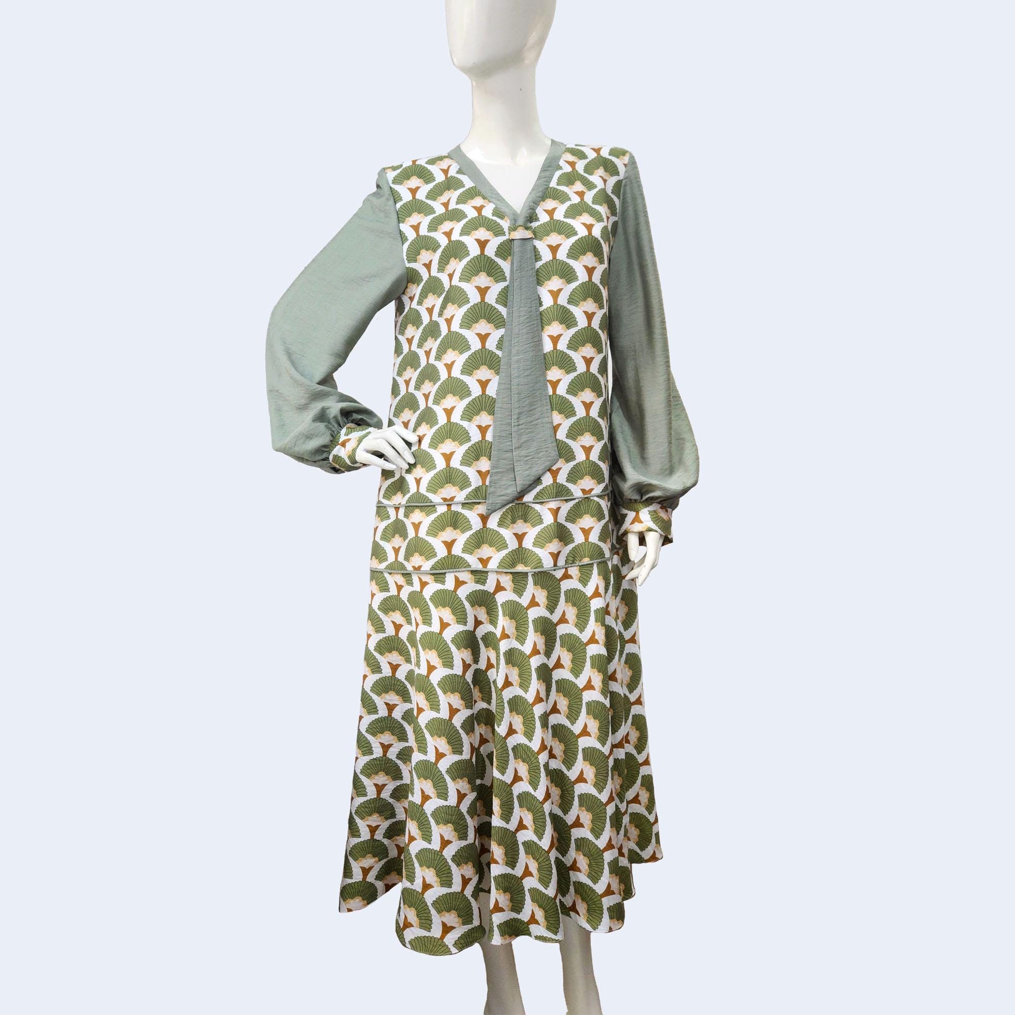 Sage Green Drop Waist Dress - Etsy