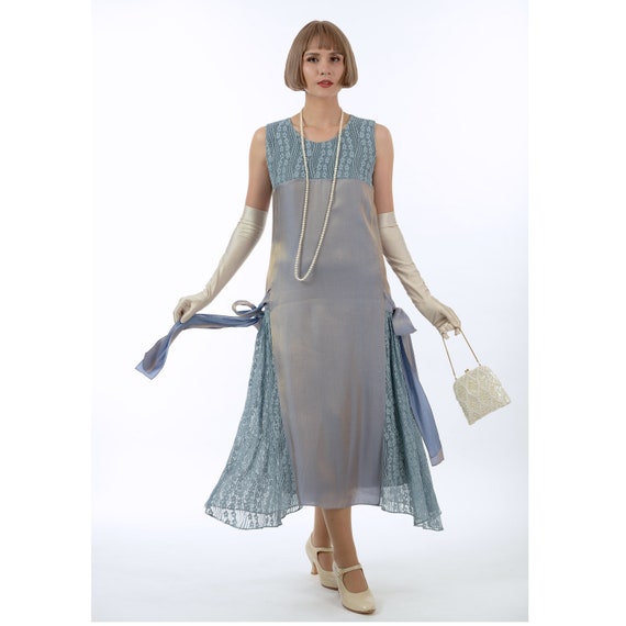 Grey Lace Flapper Dress, Metallic Roaring 20s Evening Gown - Etsy Grey Lace Flapper Dress, Metallic Roaring 20s Evening Gown - Etsy