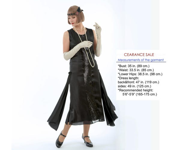 CLEARANCE -Black Jazz Age shimmer evening dress with sequined detail, 1920s Gatsby formal dress, Black party dress, 1920s reproduction dress