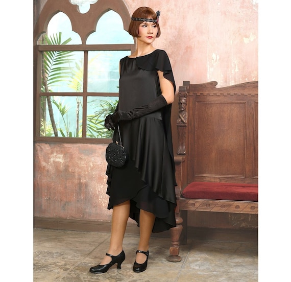 formal 1920's dresses Beaded Feather Evening Dresses with Cape Sleeve Vintage Mermaid 1920s –  Viniodress