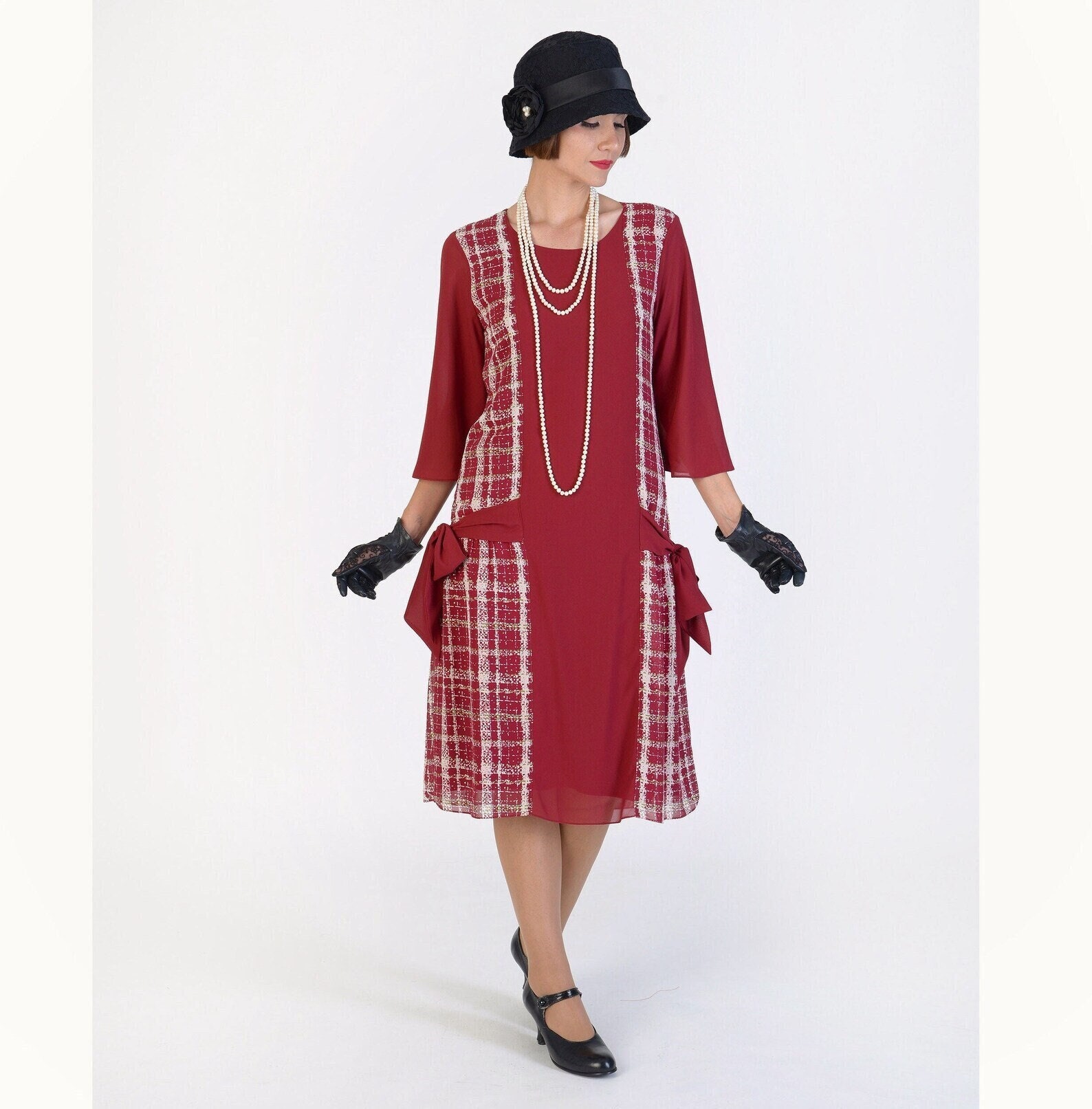 入荷中 Dress Plaid 1920s - Singapore Etsy ワンピース