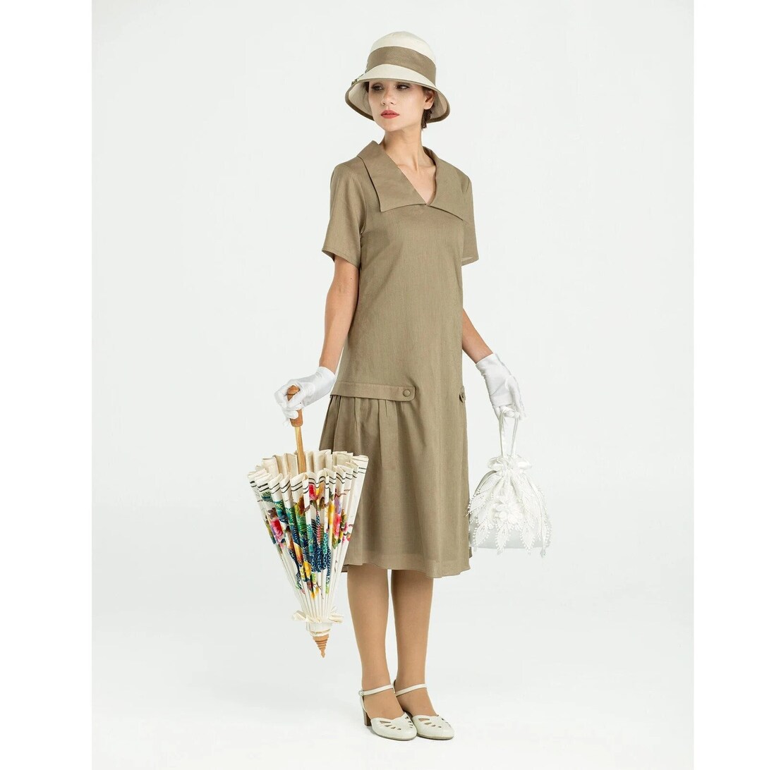 1920's Egyptian Olive Mini Dress main image 0