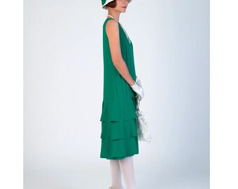 Great Gatsby Dress Dress For The Roaring 20's Green Great Gatsby  Chiffon Dress In Green With Tiered Skirt, Green 1920s Dress, Flapper Dress,  Green High Tea Dress, 1920s Gatsby Dress