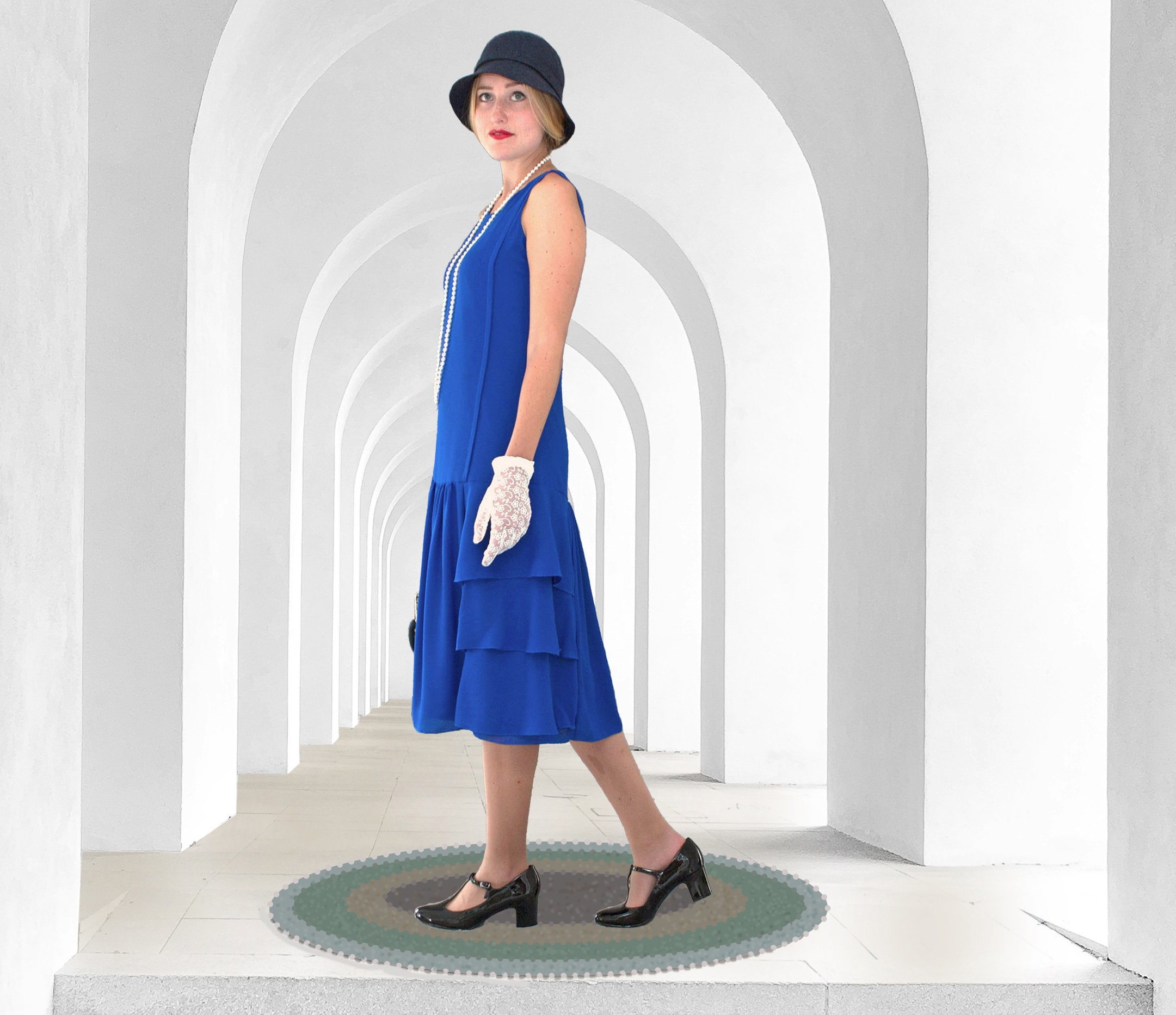 1920s Great Gatsby Day Dress In Sapphire Blue With Tiered Skirt Blue 1920s-great-gatsby-day-dress-in-sapphire-blue-with-tiered-skirt-blue