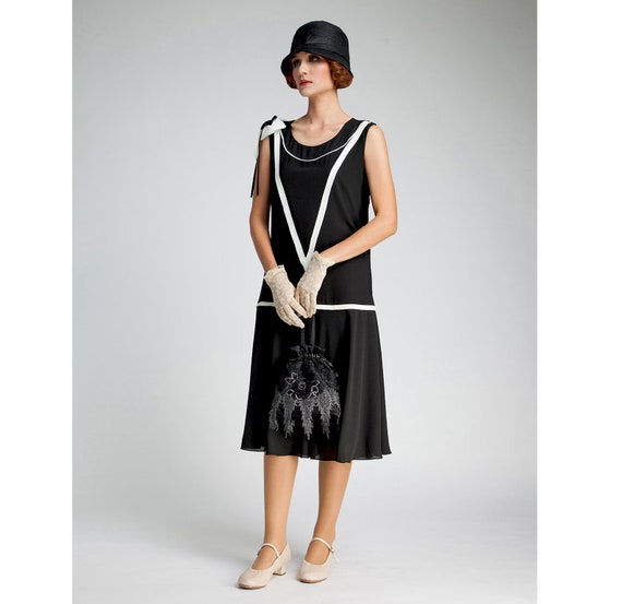 1920s Dress in Black and Off-white, Great Gatsby Dress, Black and White  Flapper Party Dress, 1920s Art Deco Dress, 1920s Daywear, 20s Outfit - Etsy