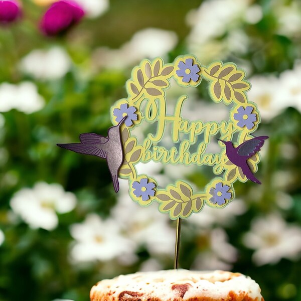 Hummingbird cake topper mom custom birthday topper for cake grandma birthday decor