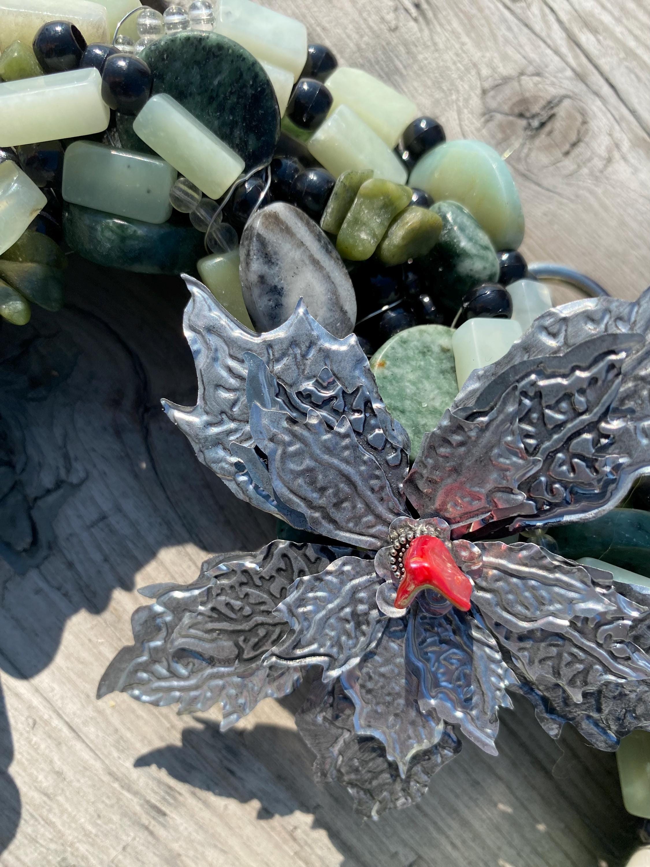 Lake Sunlight - Recycled Handcrafted Eco-Friendly Décor Rustic Wall Art Unique Home Gift Handmade Upcycled Metal Stone Wreath Studio - Thumbnail 2