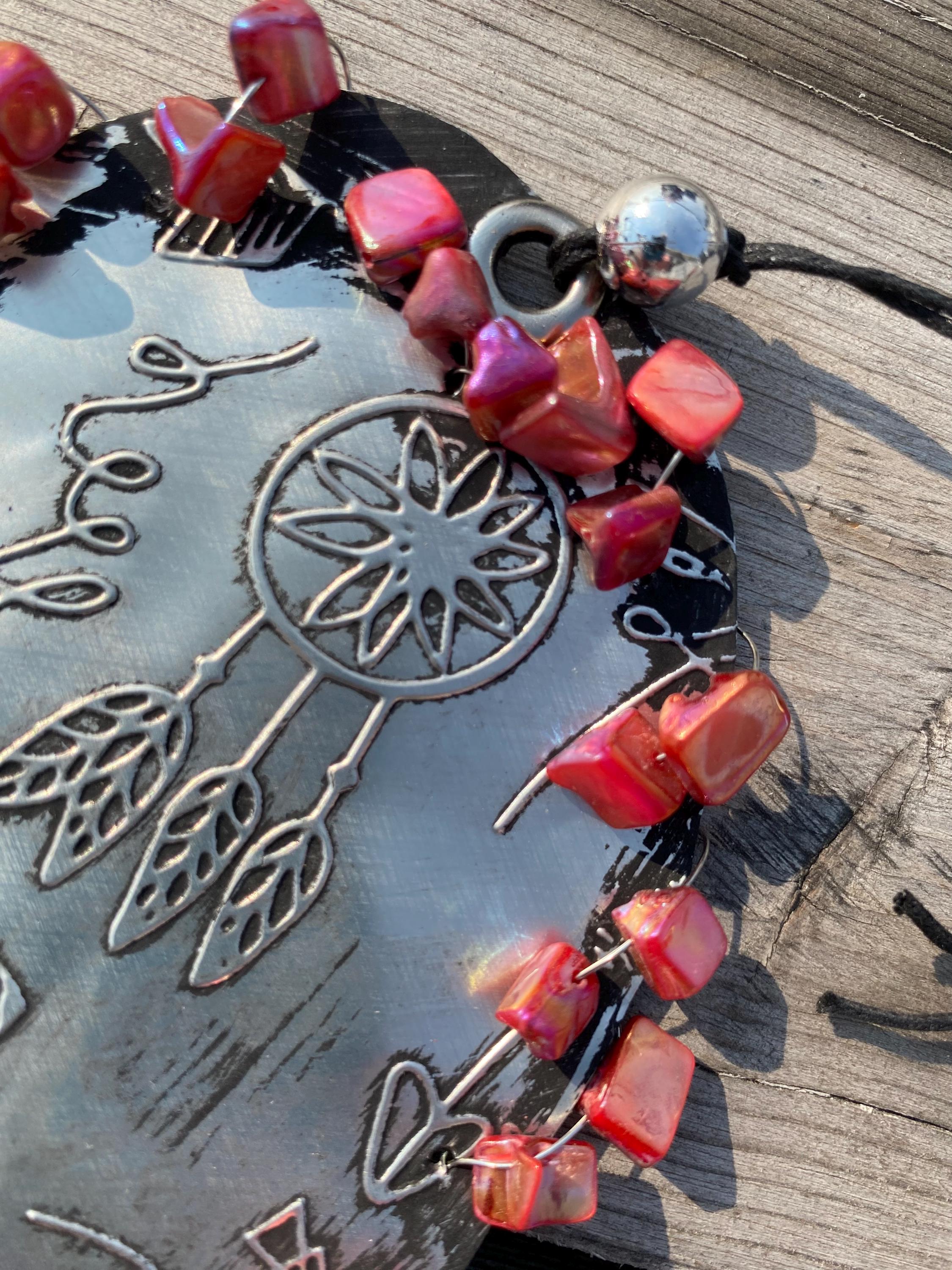 Shield - Recycled Handcrafted Eco-Friendly Décor Rustic Wall Art Unique Home Gift Handmade Upcycled Metal Stone Wreath Studio - Thumbnail 2