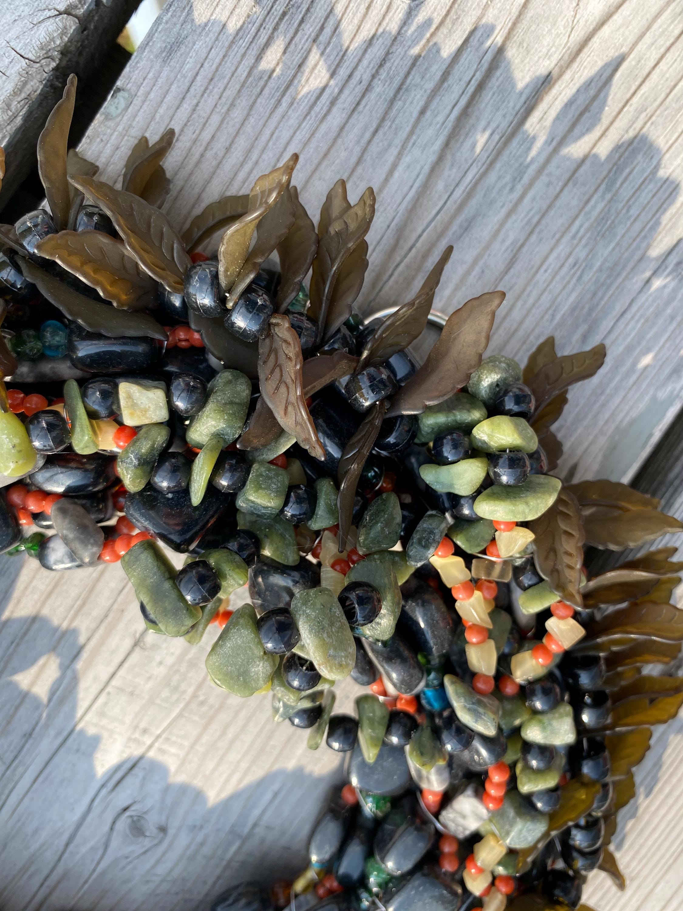 Forest Feathers - Recycled Handcrafted Eco-Friendly Décor Rustic Wall Art Unique Home Gift Handmade Upcycled Metal Stone Wreath Studio - Thumbnail 3