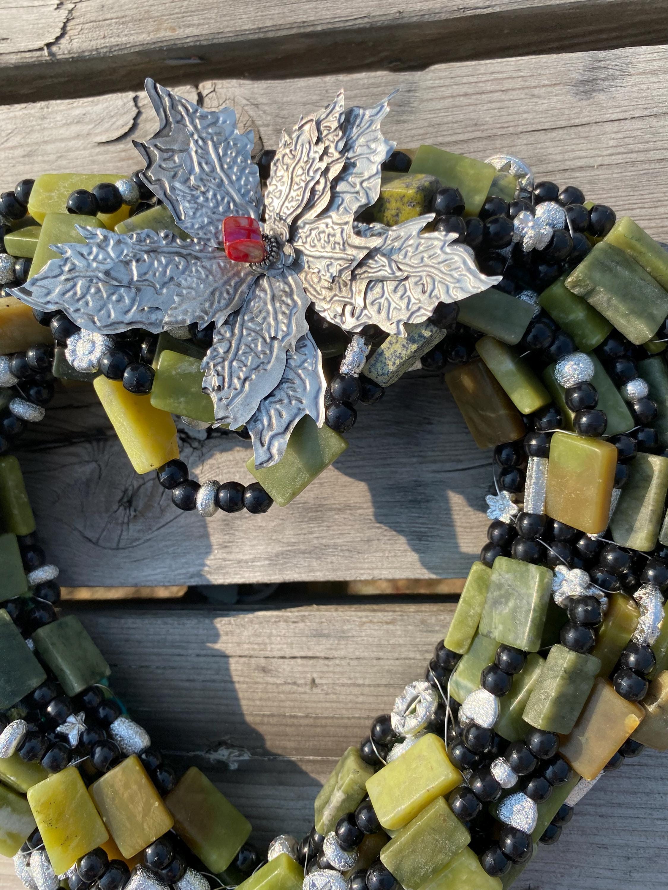 Lake Growth - Recycled Handcrafted Eco-Friendly Décor Rustic Wall Art Unique Home Gift Handmade Upcycled Metal Stone Wreath Studio - Thumbnail 3