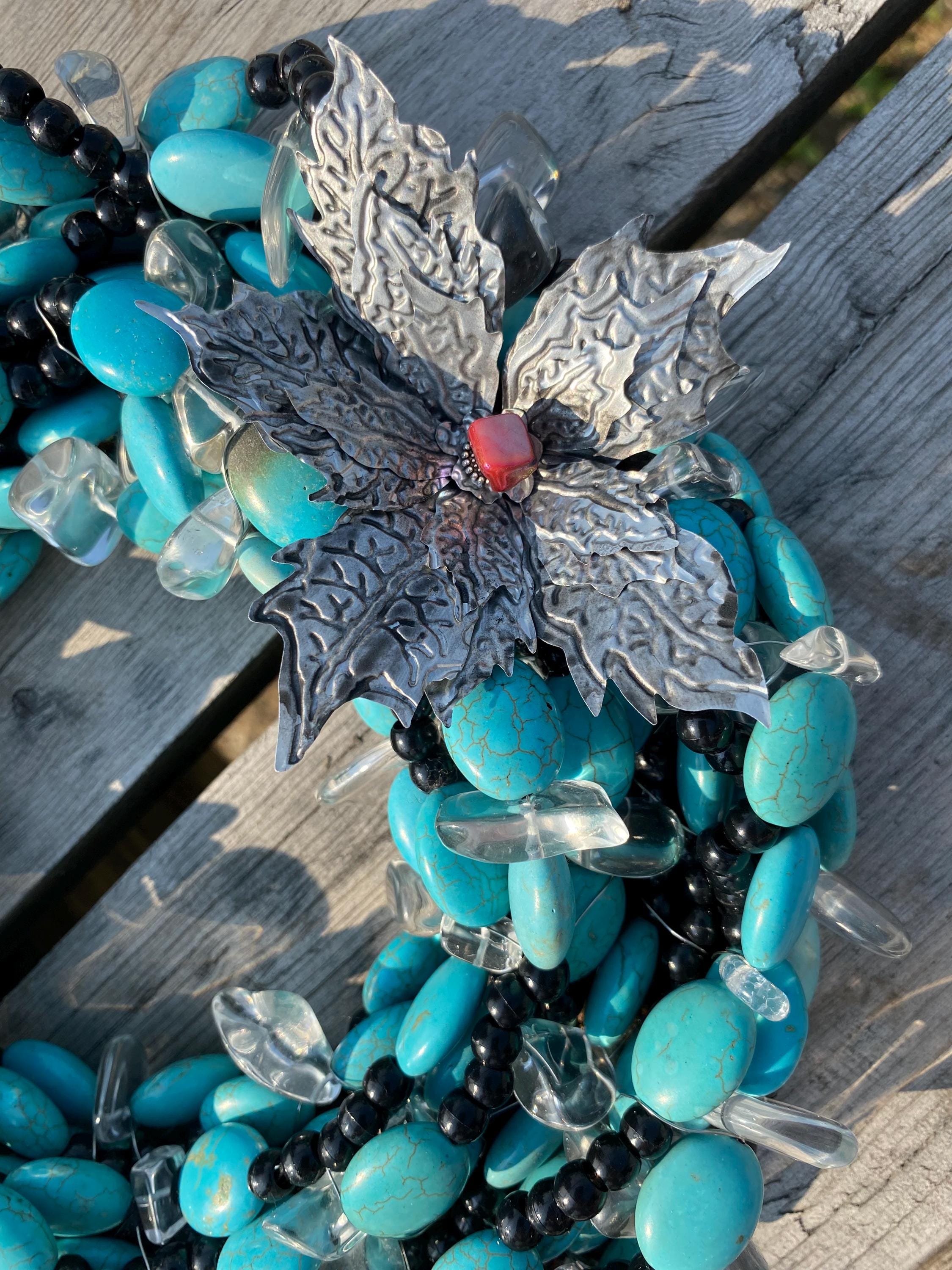 Lake Waters - Recycled Handcrafted Eco-Friendly Décor Rustic Wall Art Unique Home Gift Handmade Upcycled Metal Stone Wreath Studio - Thumbnail 4