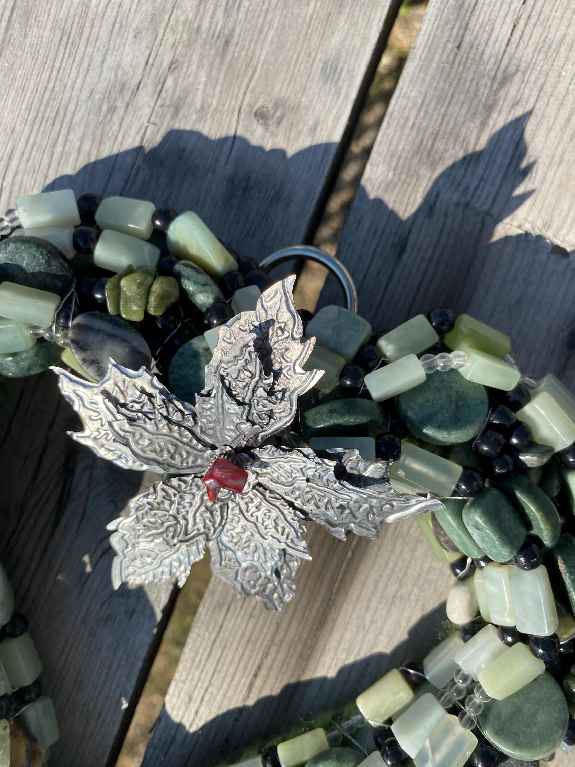 Lake Sunlight - Recycled Handcrafted Eco-Friendly Décor Rustic Wall Art Unique Home Gift Handmade Upcycled Metal Stone Wreath Studio - Thumbnail 3