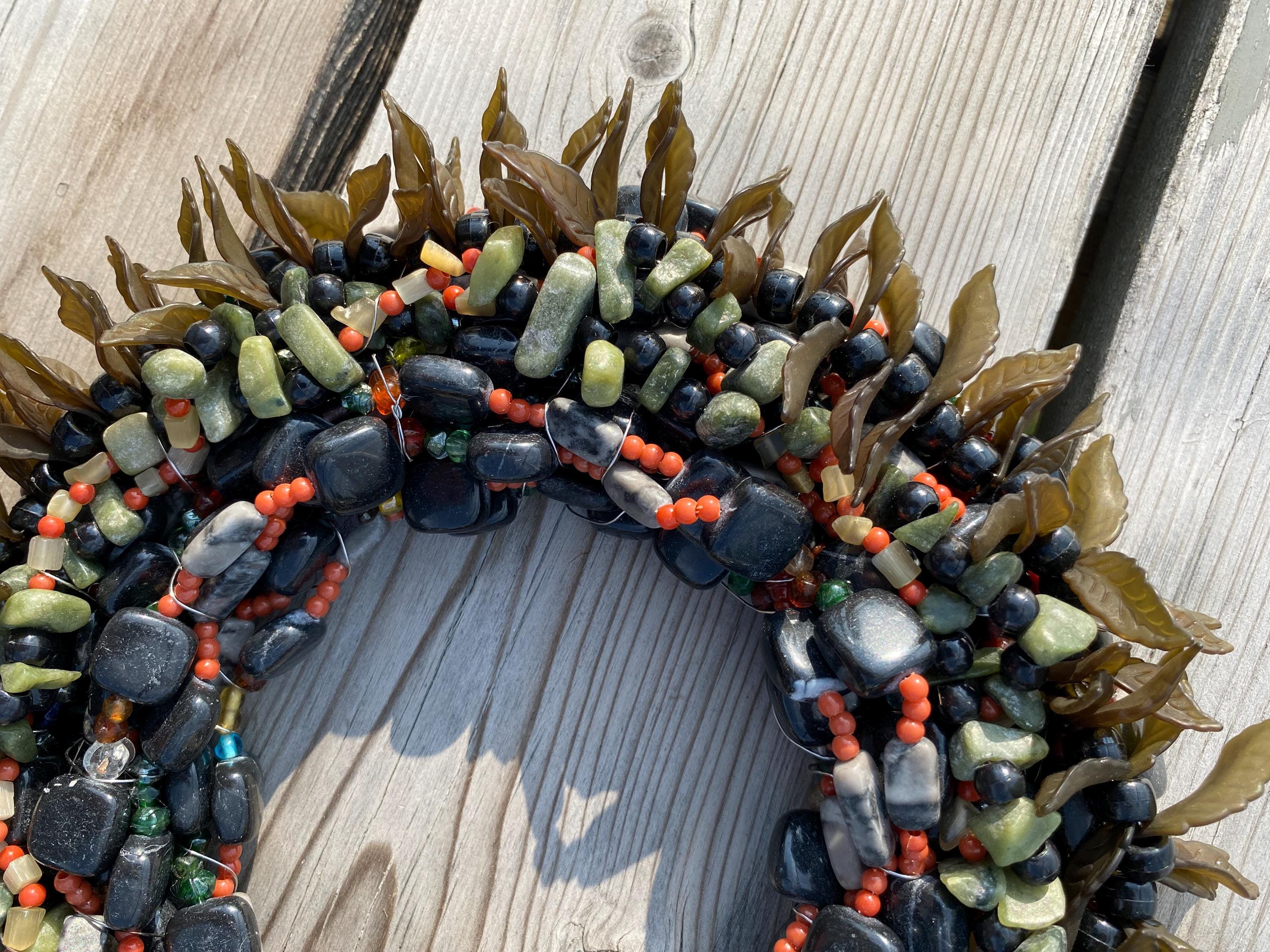 Forest Feathers - Recycled Handcrafted Eco-Friendly Décor Rustic Wall Art Unique Home Gift Handmade Upcycled Metal Stone Wreath Studio - Thumbnail 2