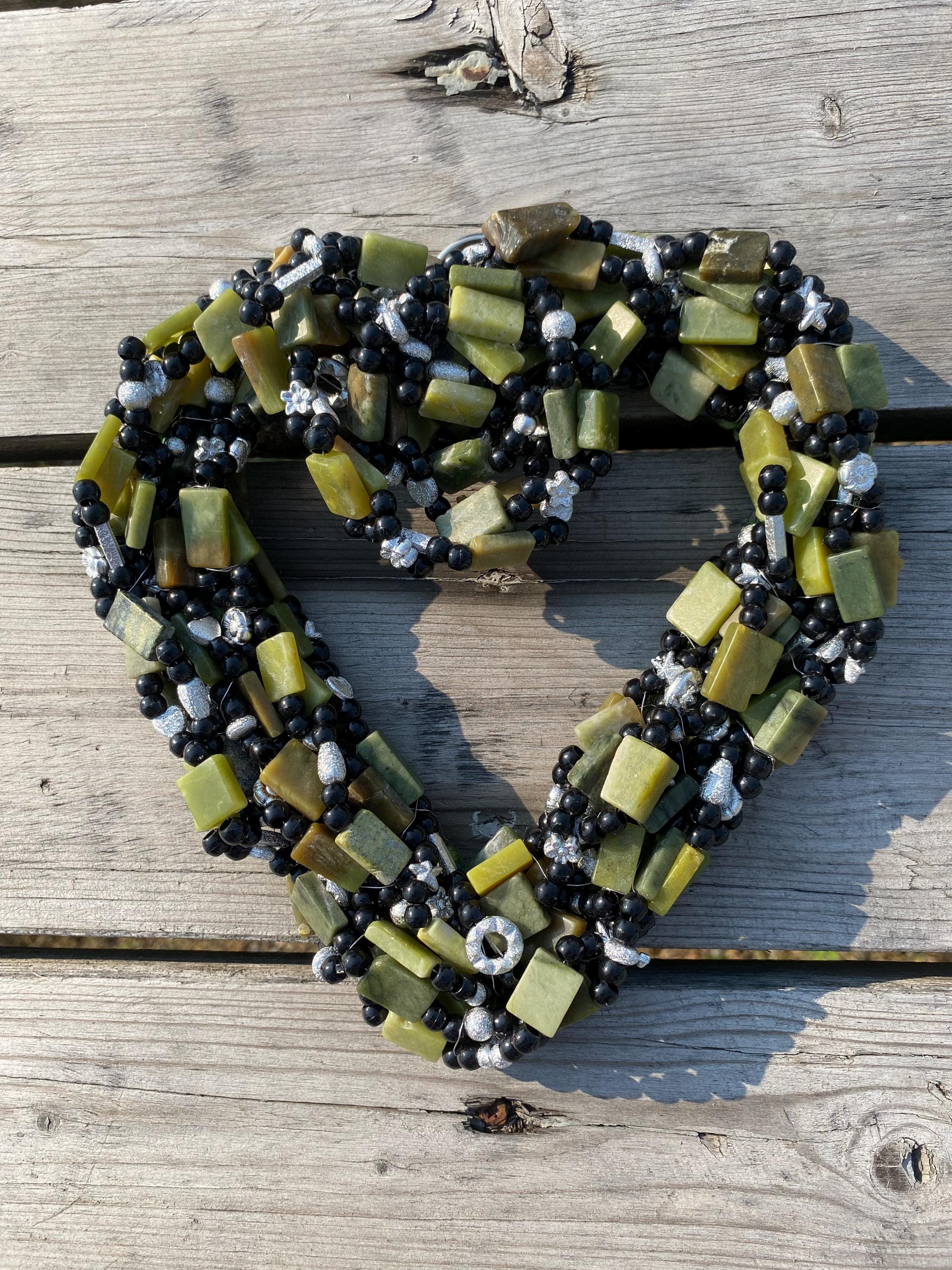 River Current - Recycled Handcrafted Eco-Friendly Décor Rustic Wall Art Unique Home Gift Handmade Upcycled Metal Stone Wreath Studio
