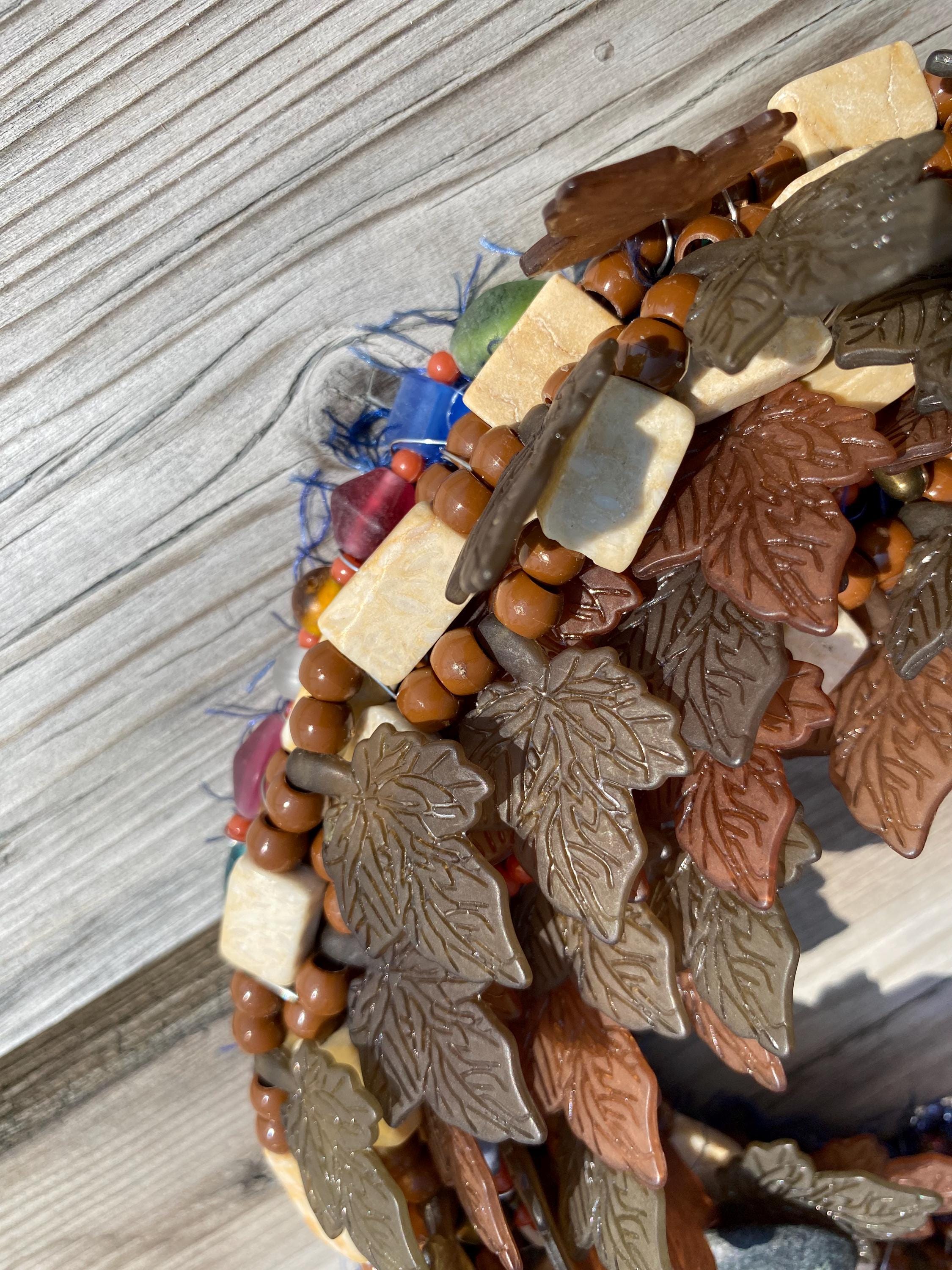 Autumn Growth - Recycled Handcrafted Eco-Friendly Décor Rustic Wall Art Unique Home Gift Handmade Upcycled Metal Stone Wreath Studio - Thumbnail 3