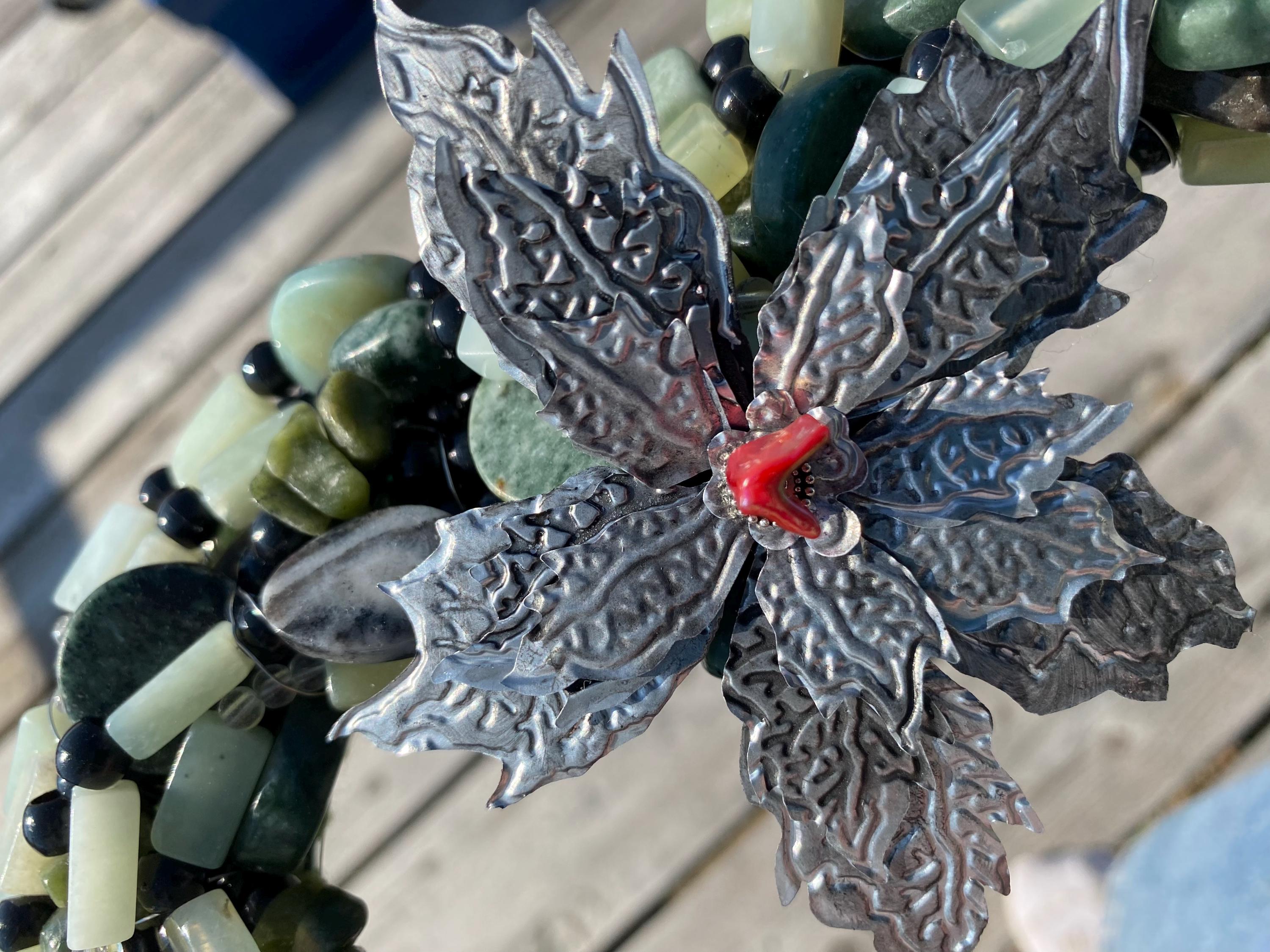 Lake Sunlight - Recycled Handcrafted Eco-Friendly Décor Rustic Wall Art Unique Home Gift Handmade Upcycled Metal Stone Wreath Studio - Thumbnail 4