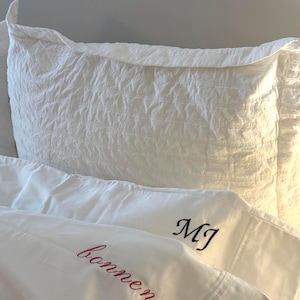 Embroidered Cotton Pillowcase | Custom Script Pillow Case | Machine Embroidery | Standard Bedding