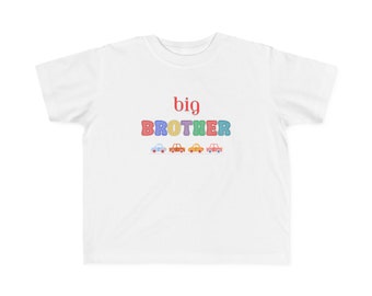 Joli t-shirt en jersey fin Big Brother Little Brother sur le thème des voitures ; T-shirt grand frère en jersey fin pour tout-petits ; Ensemble de tenues pour frères