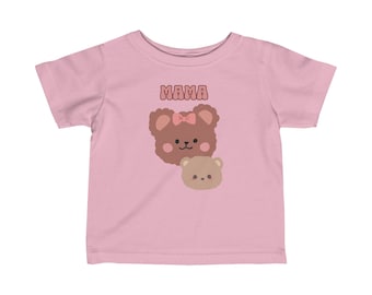 T-shirt enfant en jersey fin ours mignon - T-shirt bébé ours maman ours - T-shirt en jersey fin bébé ours maman ours tout-petit