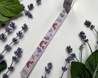 Cinta Washi Arboleda Encantada / Cinta Decorativa de Hongos y Lavanda / Cinta Mística para Manualidades de Bosque para Diarios y Pintura de Diamantes