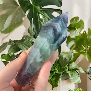 Rainbow Fluorite Crystal Wand | Fluorite Wands For Clarity | Rainbow Fluorite Wands For Focus | Crown and Throat Chakra Crystals
