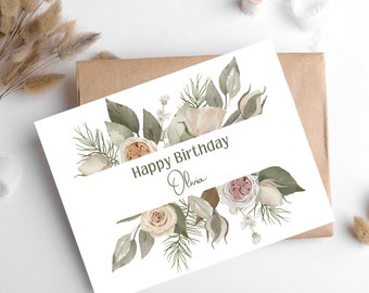 Personalized Birthday Card, Custom birthday Card, Happy Birthday Card for Her, Personalised Greeting Card, Gift for her