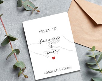 Engagement Card Wedding greeting card, forever and ever, Black and White Wedding Congratulations Card