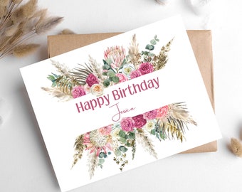 Personalized Happy Birthday Card, Custom Happy birthday Card, Birthday Card for Her, Personalized Birthday Card, Gift for her