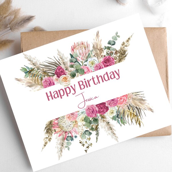 Personalized Happy Birthday Card, Custom Happy birthday Card, Birthday Card for Her, Personalized Birthday Card, Gift for her