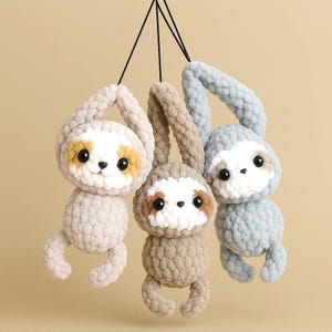 Faultier Schlüsselanhänger Häkelanleitung: Amigurumi-Anleitung (PDF in englischer Sprache)