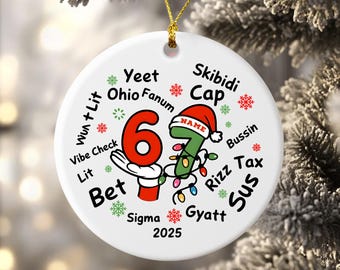 Custom Six Seven Ornament, Funny Gen Z Slang Keepsake, Teen Meme Christmas Gift