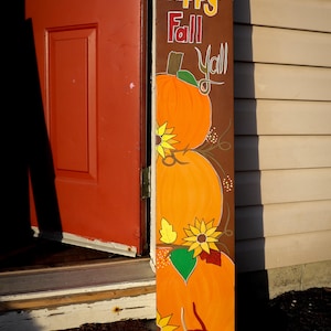 Decoração de varanda externa pintada à mão para festas, placa reversível para casa de outono/inverno &quot;Feliz outono a todos&quot; &quot;Deixe nevar&quot;