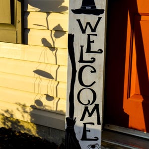 Hand Painted 2 in 1 Halloween Christmas Theme Front Porch Reversible leaner Welcome Sign “Merry Grinchmas”