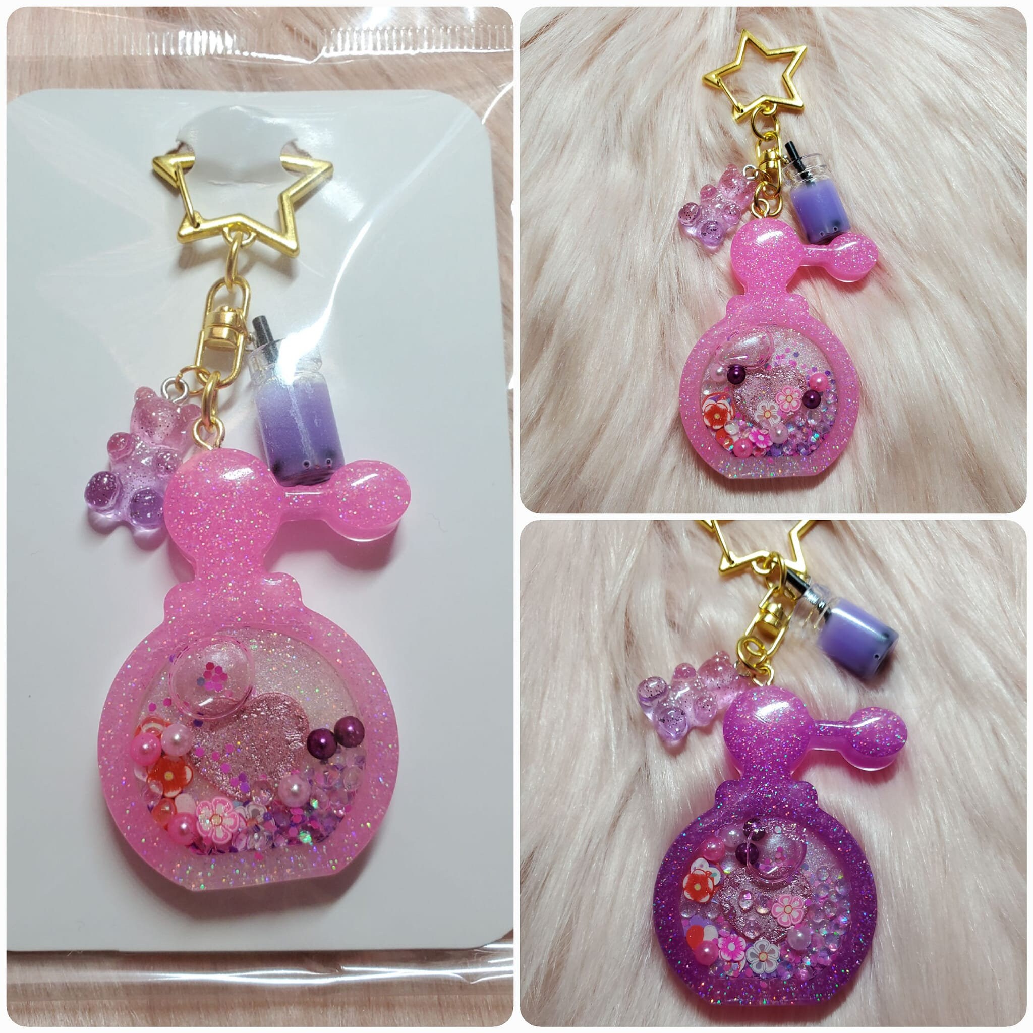 UV Glitter Keychains - Color Changing Keychain Shakers - Handmade ...