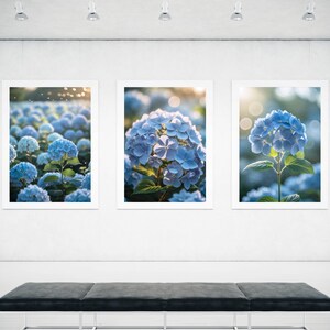 Blue Hydrangea Harmony Printable Wall Art Set | Digital Download | Floral Home Decor | Pastel Botanical Prints