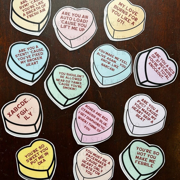 Candy Heart Sticker (Multiple Variations) // EMS Humor // Healthcare // Medic // EMT // Paramedic // AEMT // Nurse // Doctor
