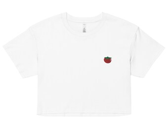 Top corto con pomodoro ricamato, camicia estiva divertente, regalo perfetto