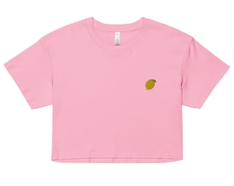 Geborduurde citroen crop top, leuk zomershirt, perfect cadeau