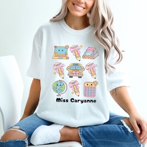 Custom Coquette School Shirt Back To School top Personalized Pink girly Bow T-Shirt Cute Teacher Appreciation Gift First Day of School Tee